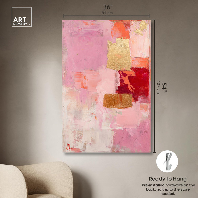 Art Remedy Blush Abstracts Canvas, 54" H x 36" W, Wrapped Canvas