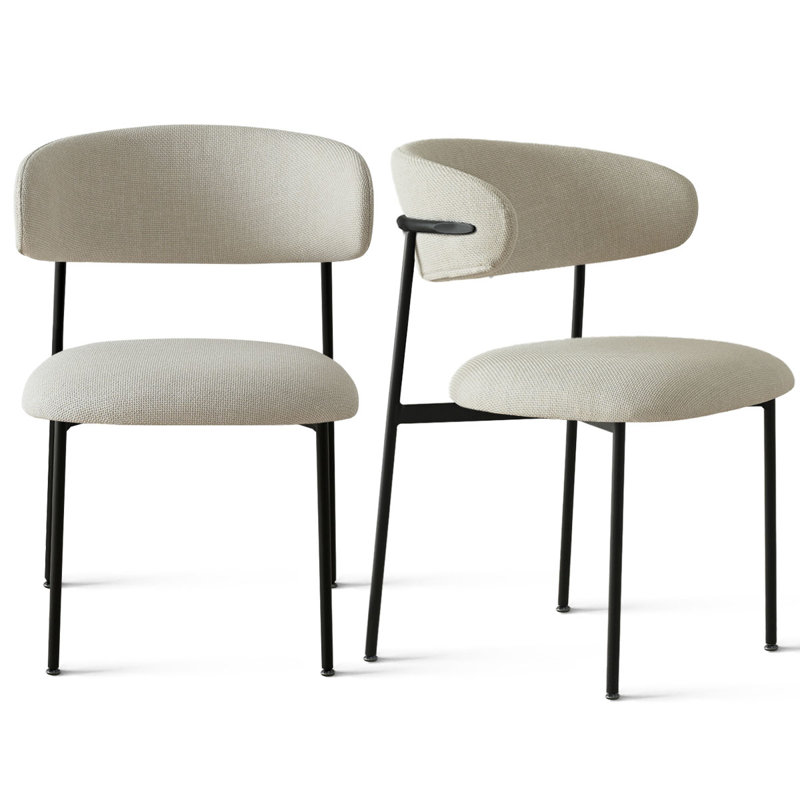 Upholstered Dining Chair With Metal Legs, Beige