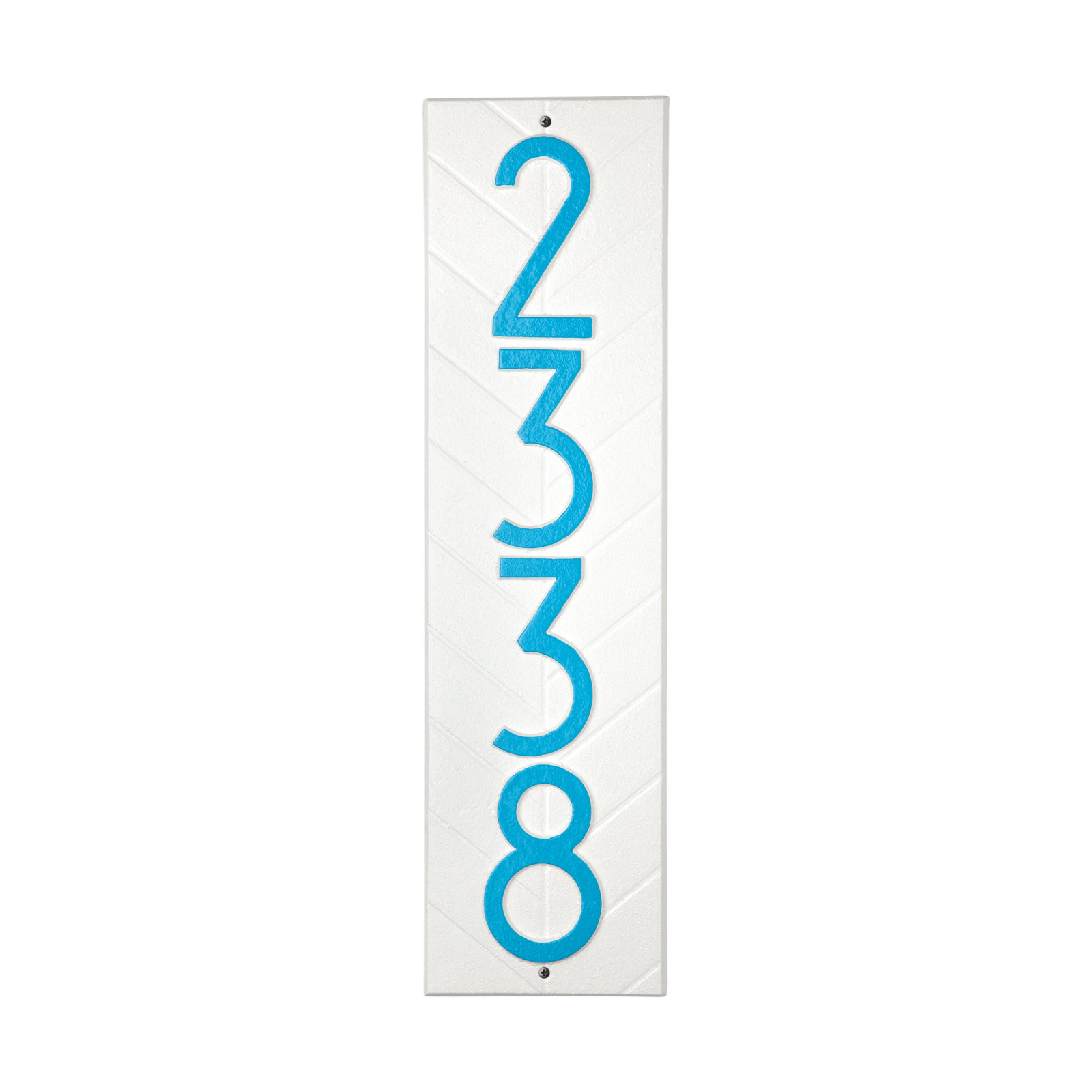 Mid-century Modern Herringbone Vertical Wall Plaque, White/Aruba Blue, Yes