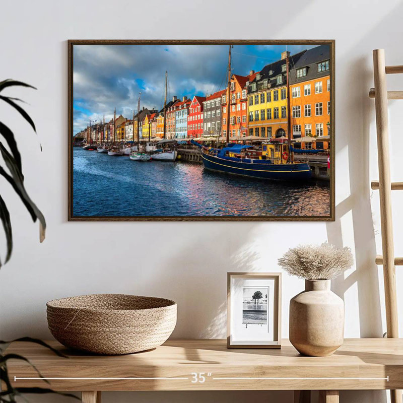 Port de Nyhavn, Copenhague, Cadre flottant blanc, 43 po x 29 po
