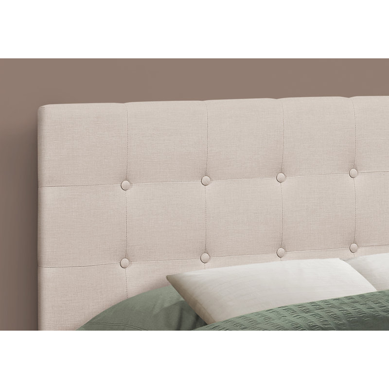 Bed, Headboard Only, Full Size, Bedroom, Upholstered, Beige Linen Look, Transitional, Full, Beige