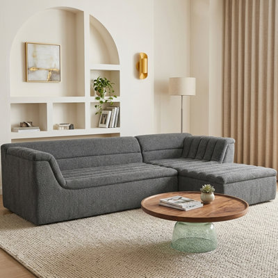 Canapé modulaire moderne en chenille nervuré gris pour salon