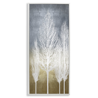 «Tall Tree Silhouettes Abstract White Forest Over» par - impression