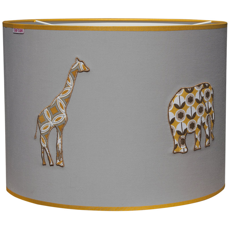 26cm H Cotton Drum Pendant Shade ( Uno ) in Grey