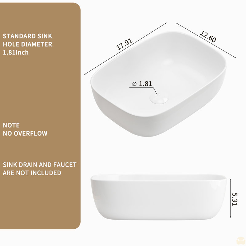 Bathroom Small Vessel Sink Above Counter Porcelain Ceramic Oval Rectangle Bathroom Vanity Sink Bowl Lavatory Wash Basin