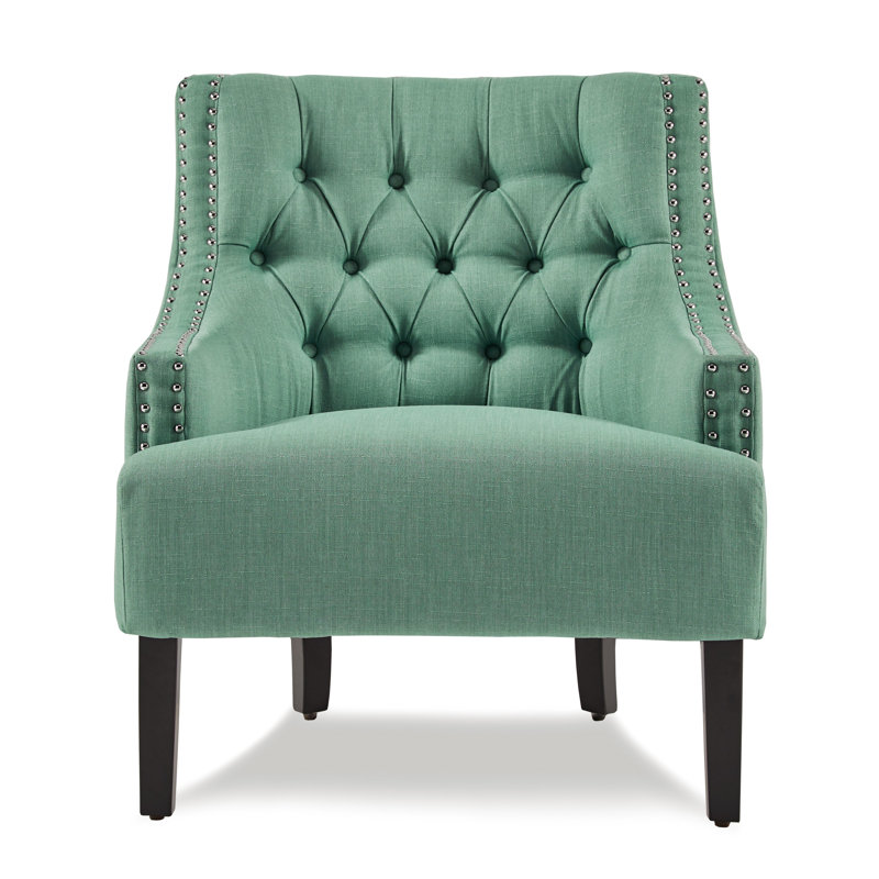 Upholstered Wingback Chair, Teal Microfiber/Microsuede