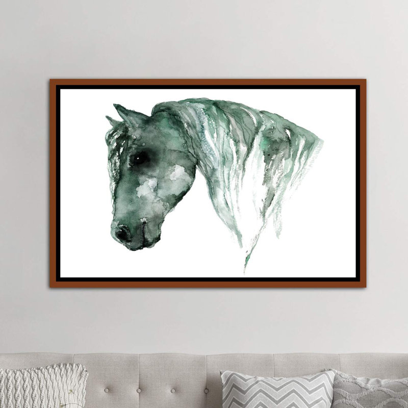 Art du cheval, H 40 po x l 60 po x P 1,5 po, Toile avec cadre en bois brun