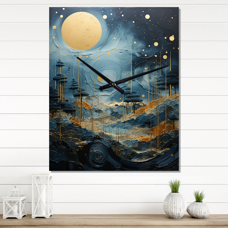 Or Uranus au clair de lune Mirage I - Horloges murales abstraites, Grand