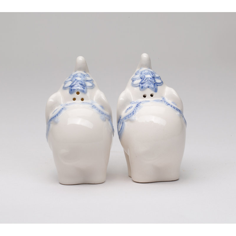 Blue and White Ceramic Elephant Salt and Pepper Shakers