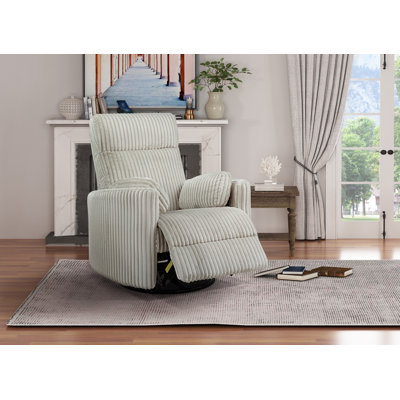 Fauteuil inclinable et pivotant, velours côtelé ivoire