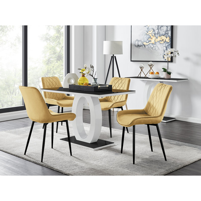 4 - Person Dining Set, Mustard/Black
