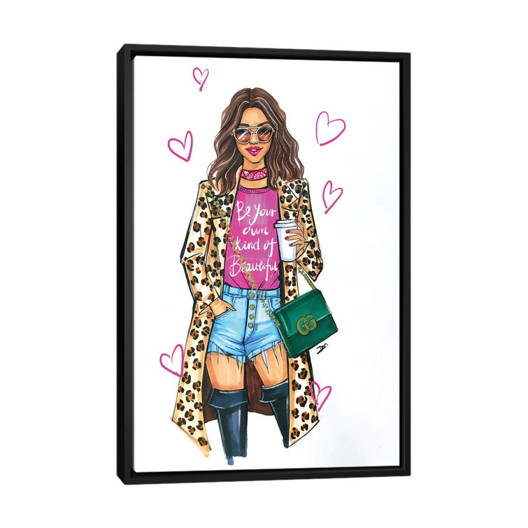 Be Your Own Kind of Beautiful' by Rongrong DeVoe Graphic Art Print on Wrapped Canvas East Urban Home Size: 26 H x 18 W x 1.5 D, Format: Black Fram