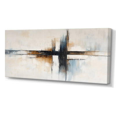 Gris, noir, spirituel, croix géométrique, flux II - impressions sur toile modernes, art abstrait encadré