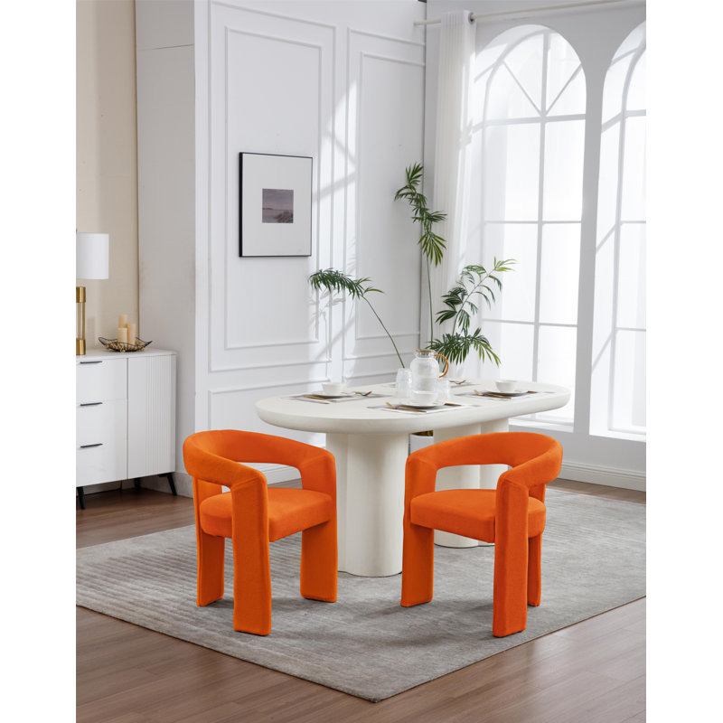 Ensemble de 2 chaises de salle à manger rembourrées, Orange