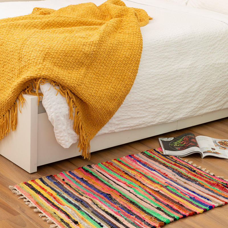 Tapis bleu / rouge / vert en coton Savh, Rectangle 4 pi x 6 pi