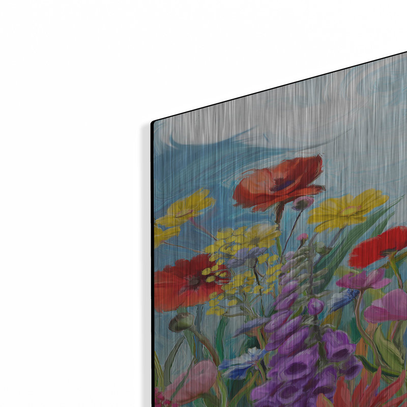Art mural en métal luxueux «Floral Fields 1» par Art Licensing Studio, 24 po x 36 po, H 36 po x l 24 po