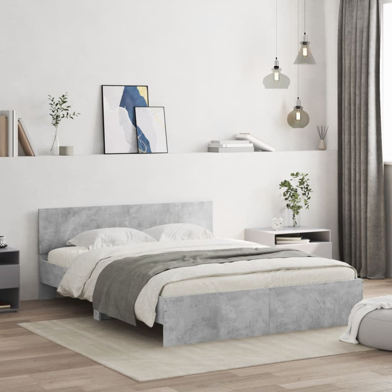 Nobue Bed, Concrete Grey, King ( 150 x 200 cm)