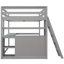Lit mezzanine double avec bureau et tablettes, deux tiroirs intégrés