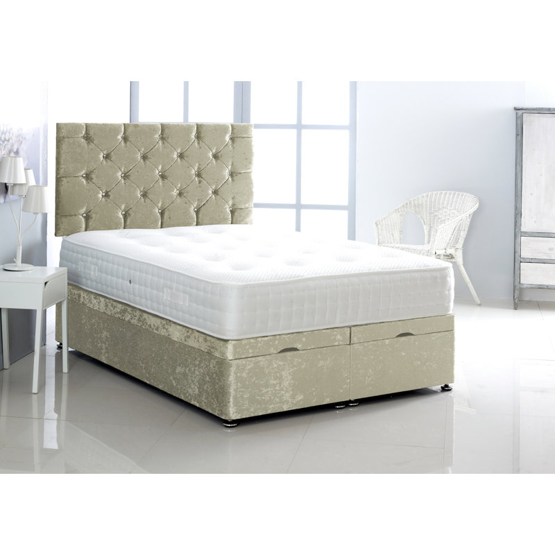 Marisol Upholstered Ottoman Storage Bed, Double (4'6), Cream
