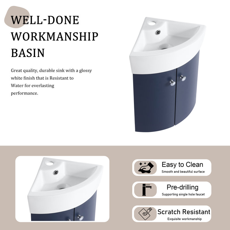Aeson 13.27 " W Free Standing Wall Mounted 1 Single Vanity Bathroom Vanity With Ceramic Top