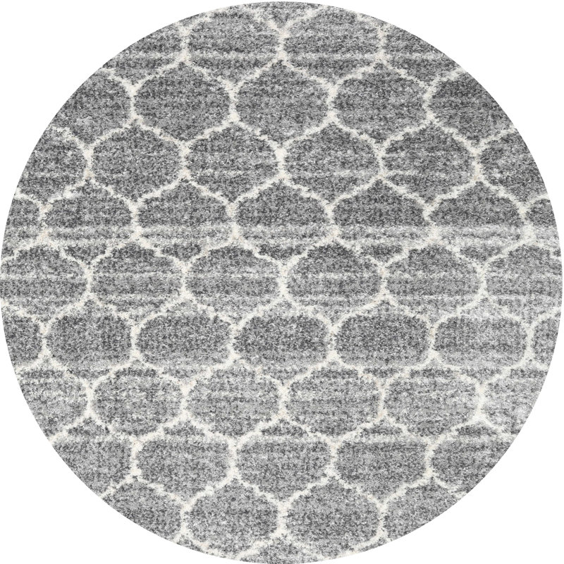 Tapis contemporain gris clair, Rond 6 pi x 6 pi