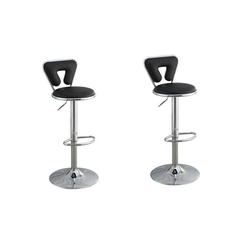 Tabouret de bar ajustable avec vérin à gaz en similicuir noir
