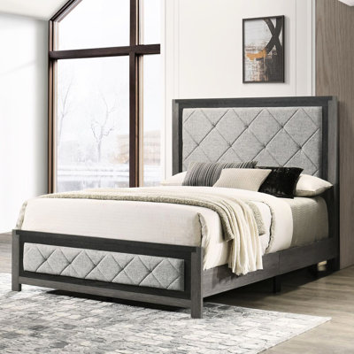Gray King Size Panel Bed With Headboard, Modern Style, Linen Upholstery, Bedroom Headboard And , Transitional, Linen, Furniture