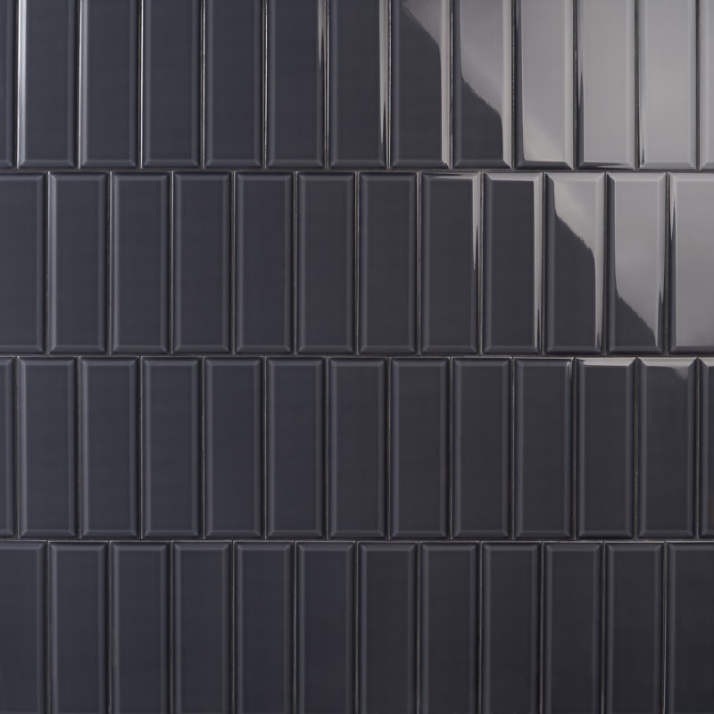 Danvers 3.93" x 11.81" Polished Beveled Ceramic Subway Wall Tile, Gray