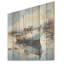 Bateau de charme en hiver - Art mural en bois sur bois de pin naturel-1219532482