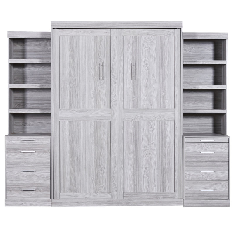 Lit double gris avec espaces de rangement et tiroirs utiles - Conception de construction fiable
