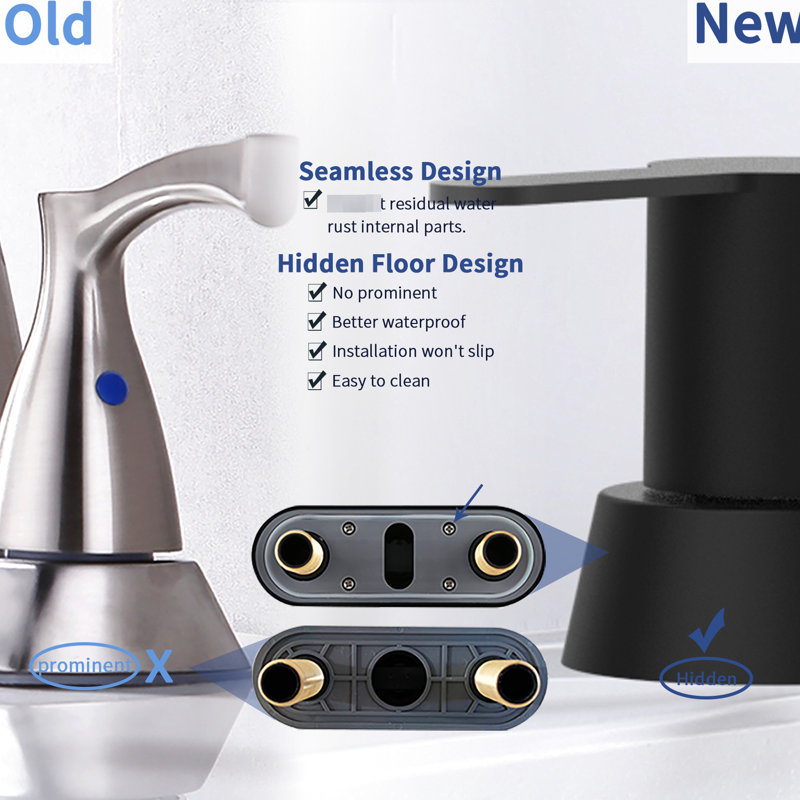 Rv Bathroom Faucets Matte Black Two Handles - Solid Brass Accurate Flow And Temperature Control Deck Mount Simple Installation Perception 2 Faucet For Bathrooms Reliability Durability Modern Design