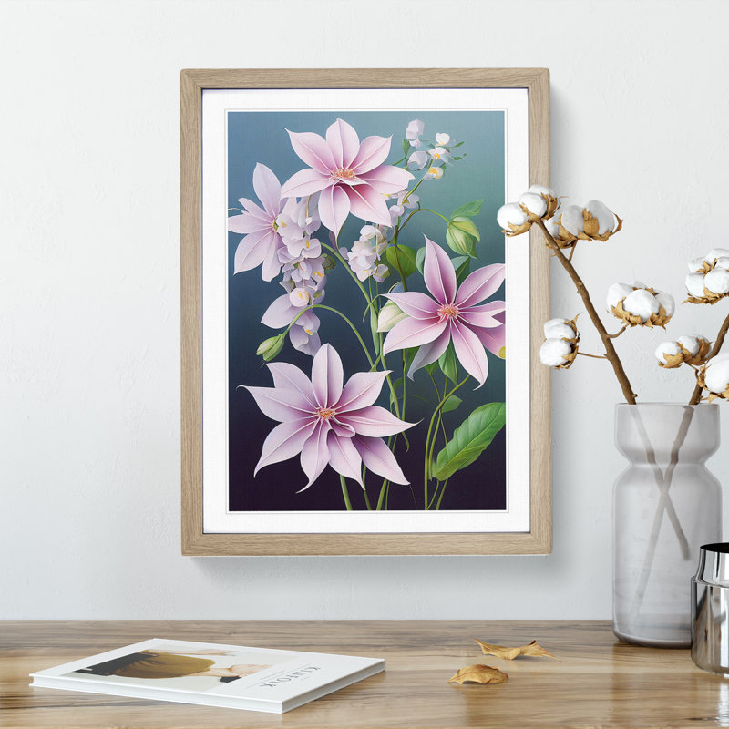 Pastel Flowers - Wall Art, 66cm H x 48cm W, Oak Framed