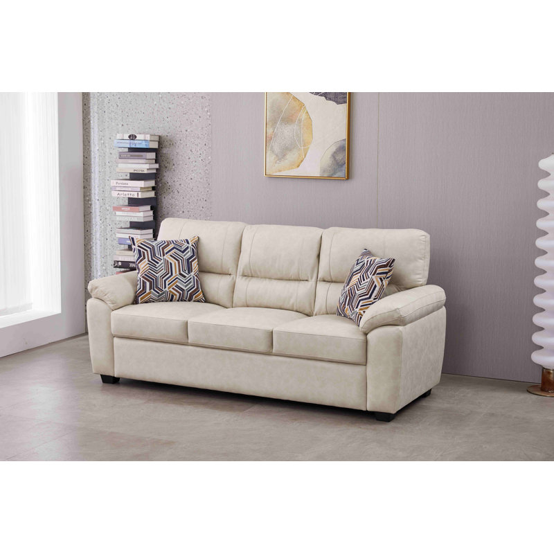 80.5'' Wide Faux Leather  Sofa, Beige