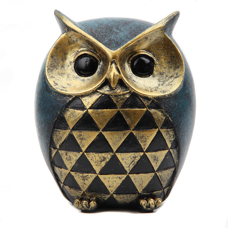 Antique Gold & Midnight Blue Owl statue