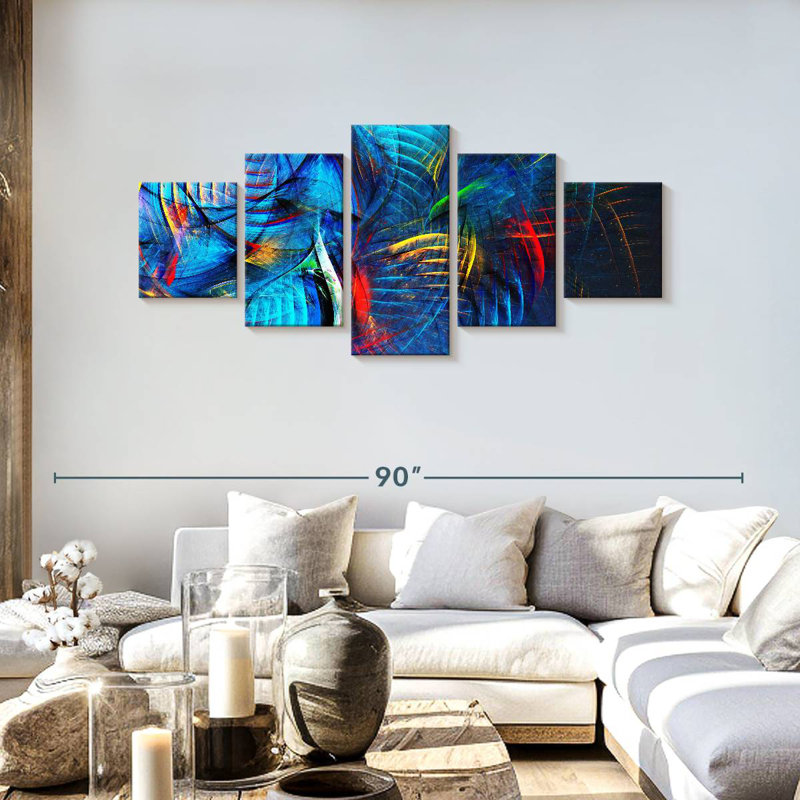 Goggins azur en grilles fractales, H 30 po x l 68 po