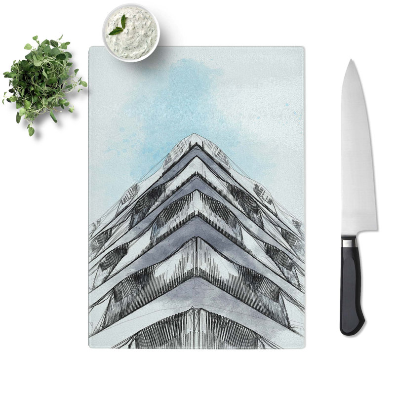 Tempered Glass Sketching the Architecture Vol.2 Chopping Board, 20 cm x 28.5 cm
