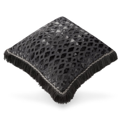 Charcoal Chic Embroidered Throw Pillow