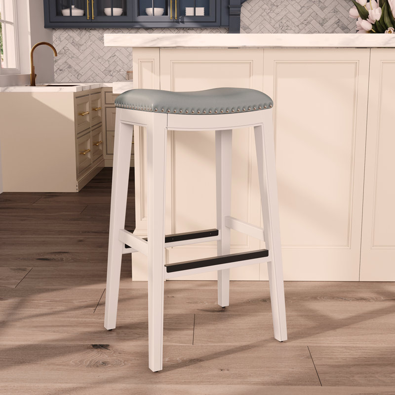 Tabouret de bar charmant et durable avec siège en cuir de qualité supérieure pour divers espaces, Gris, Marron foncé