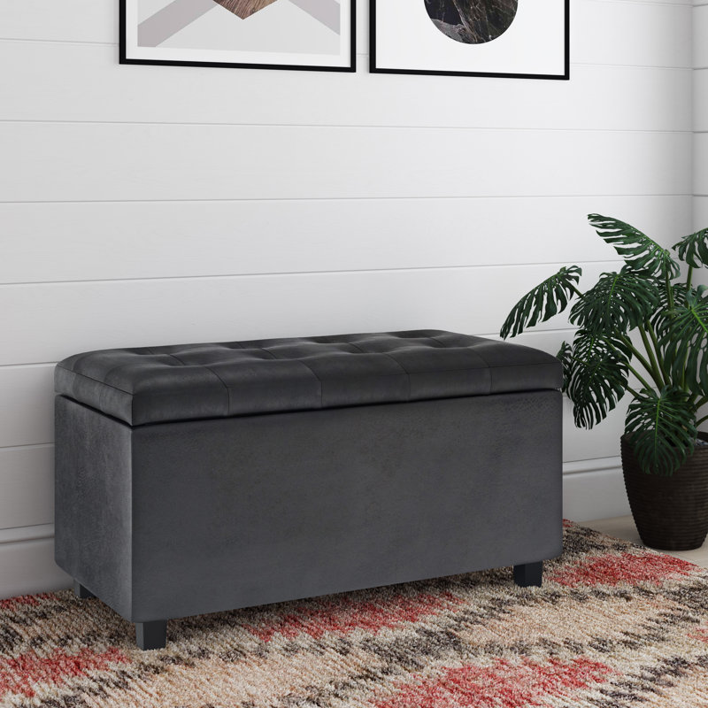 Banc repose-pieds avec rangement caché Cosmopolitan, Noir vieilli
