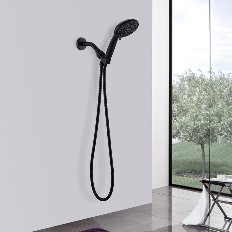 Matte Black Handheld Shower With 7 Spray Settings Head Modes And Hose Kit