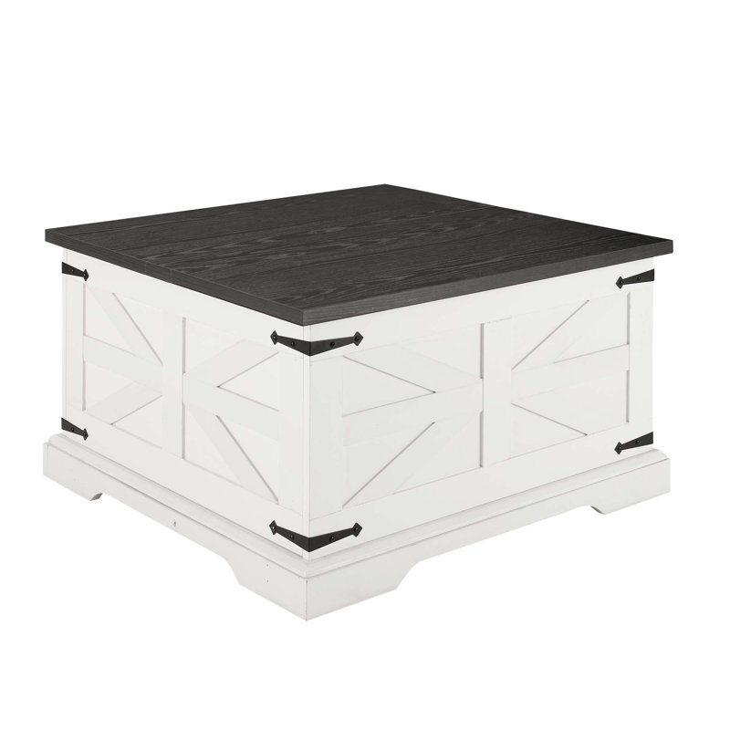 Caelah Coffee Table with Flip Top Hidden Storage, Square Center Table, Natural, Beige