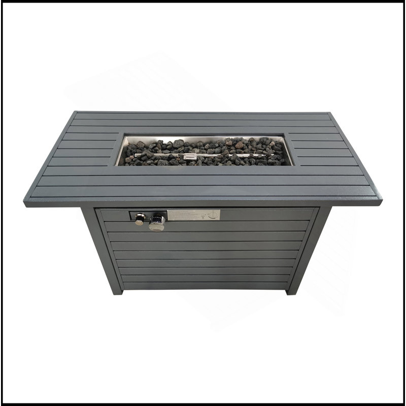 Table de foyer d'extérieur en acier avec couvercle H 25 po x l 42 po Living Source International (gris)