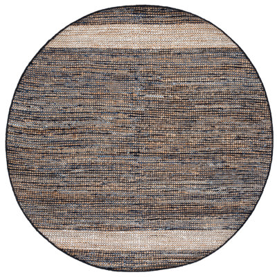 153 Hand Woven Denim/Jute/Cotton Rug in Navy/Beige