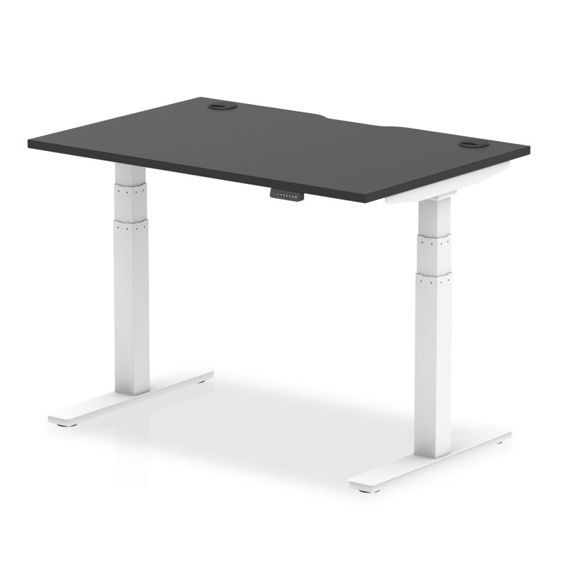 Adjustable Height Steel Standing Desk, 66cm H x 120cm W x 80cm D, White