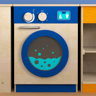 Bright Beginnings Wooden Commercial Grade Kid's Kitchen Washing Machine with Storage