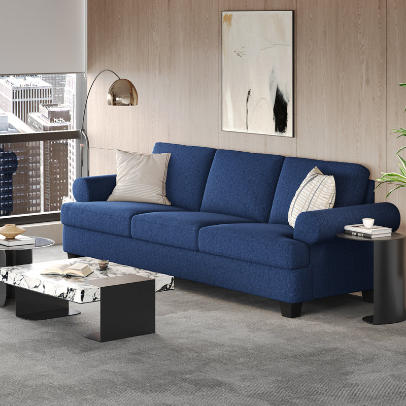 91" Lawson 3-Seater Sofa with Deep Seats, Blue Linen