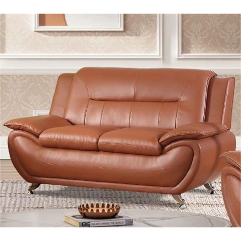 Ochsner 61'' Faux Leather Loveseat, Orange