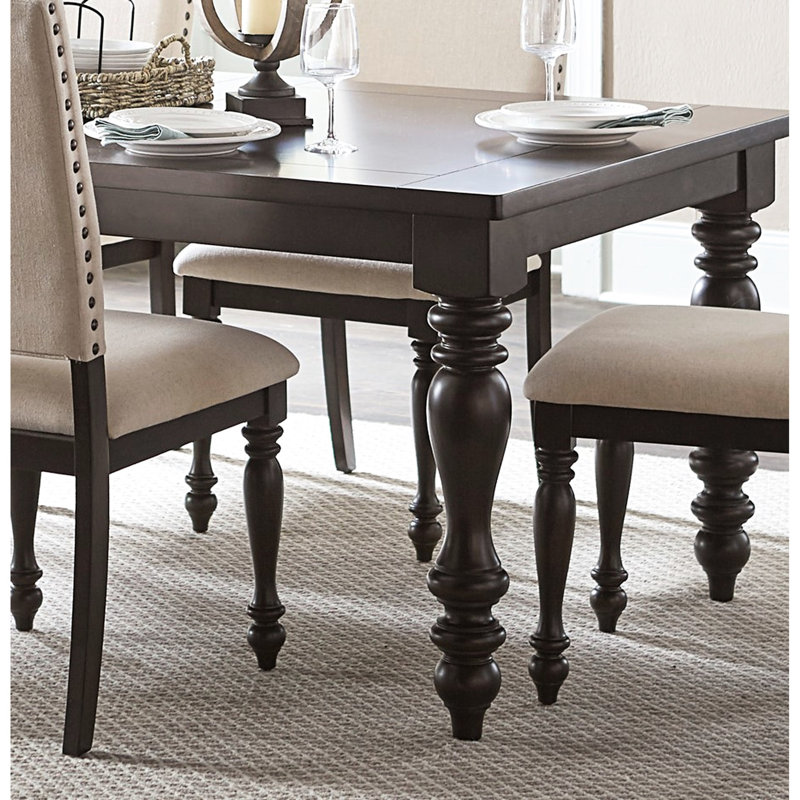 Transitional Style Dining Table - Greyish Brown Birch Veneer With Draw Leaf 6 Seater
