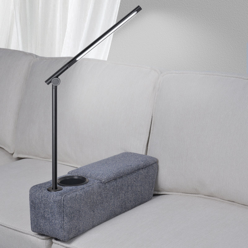 Canapé modulaire Smart Accoudoir de 6 po de large avec lumière DEL et support de charge sans fil, Gris foncé