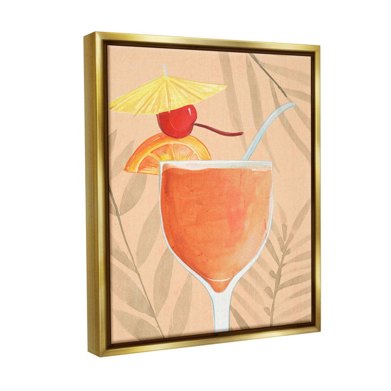«Tropical Cocktail With Fruit» par Annie Warren sur toile, H 21 po x l 17 po, Or